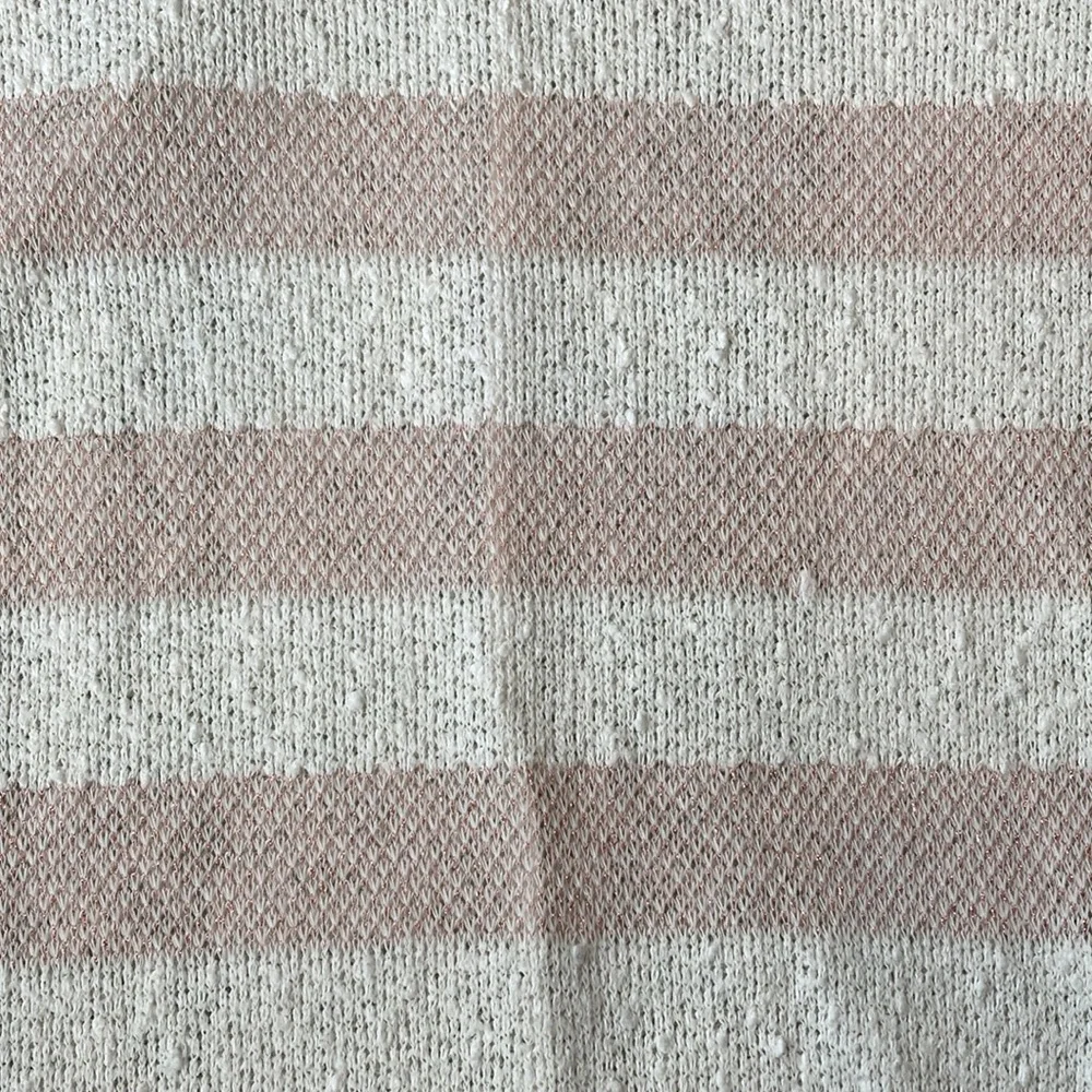 Le Lis Stripe Crewneck Sweater Lace Blouse L